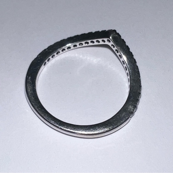 Pandora Sparkling Wishbone Ring sterling silver clear size 5 50 - Picture 7 of 7